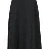 Black wool-silk blend midi skirt