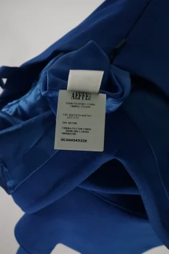Blue acetate-blend tiered ruffle bustier mini dress with fixed spaghetti straps