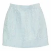 Blue acrylic-wool blend bouclé tweed mini skirt