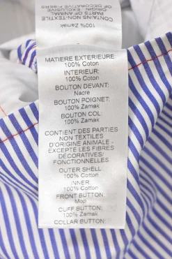Blue and black pinstriped cotton poplin long-sleeve sash waist shirt dress