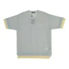 Blue and lilac semi-sheer polyamide layered monogram tulle boxy short sleeve top