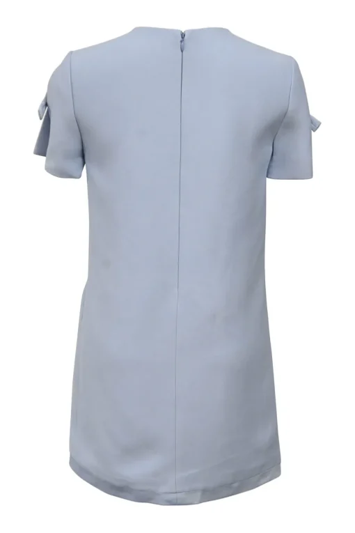 Blue bow-embellished viscose short sleeve shift dress