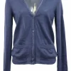 Blue cashmere and silk-blend knit V-neck cardigan