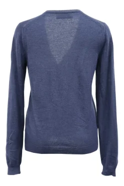 Blue cashmere and silk-blend knit V-neck cardigan