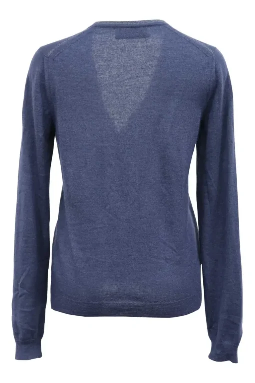 Blue cashmere and silk-blend knit V-neck cardigan