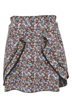Blue chainlink-trimmed triacetate-blend ditsy floral print pull-on mini skirt