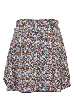 Blue chainlink-trimmed triacetate-blend ditsy floral print pull-on mini skirt