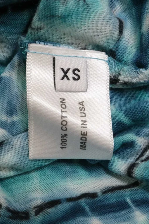 Blue cotton accordion tie-dye pullover scoop neck long sleeve soft jersey top