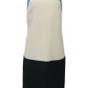 Blue paneled wool-blend colour-block racerback shift dress