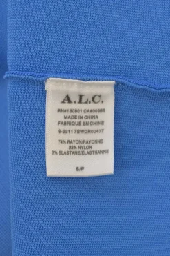 Blue rayon-blend interlock jersey knit strapless midi dress
