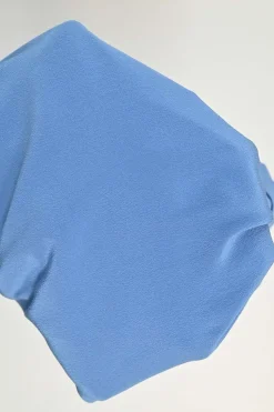 Blue sand-washed silk notch spread collar button-front shirt