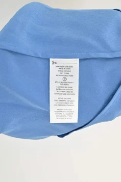 Blue sand-washed silk notch spread collar button-front shirt
