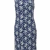 Blue seersucker cotton-blend Elna floral print sleeveless sheath dress