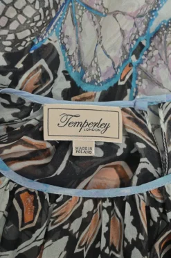 Blue semi-sheer abstract butterfly print abaya-style kaftan