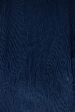 Blue short sleeved textured knee-length dress
