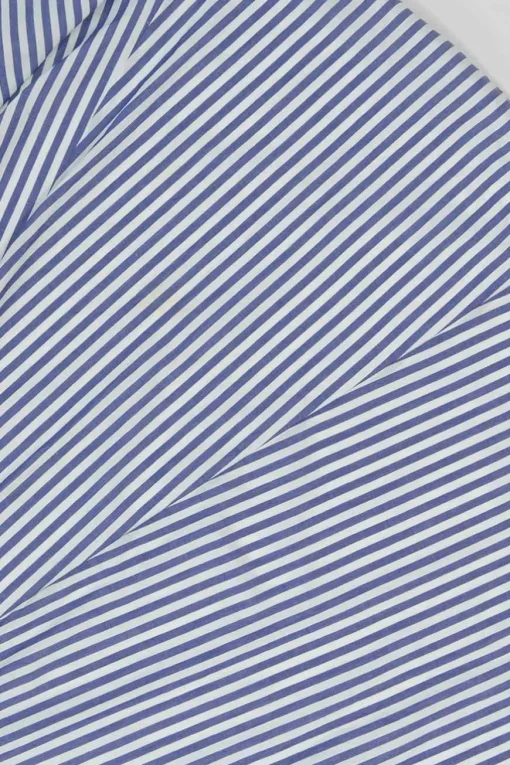 Blue striped cotton poplin paneled maxi dress with rib knit bodice insert