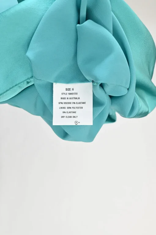 Blue viscose-blend satin open-back ruched pencil sheath dress with asymmetric hem and lace-up back