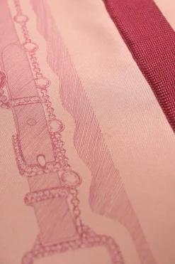 Blush and red silk 'Étude Pour Une Parure De Gala' Twillaine cardigan featuring original artwork by Florence Manlik