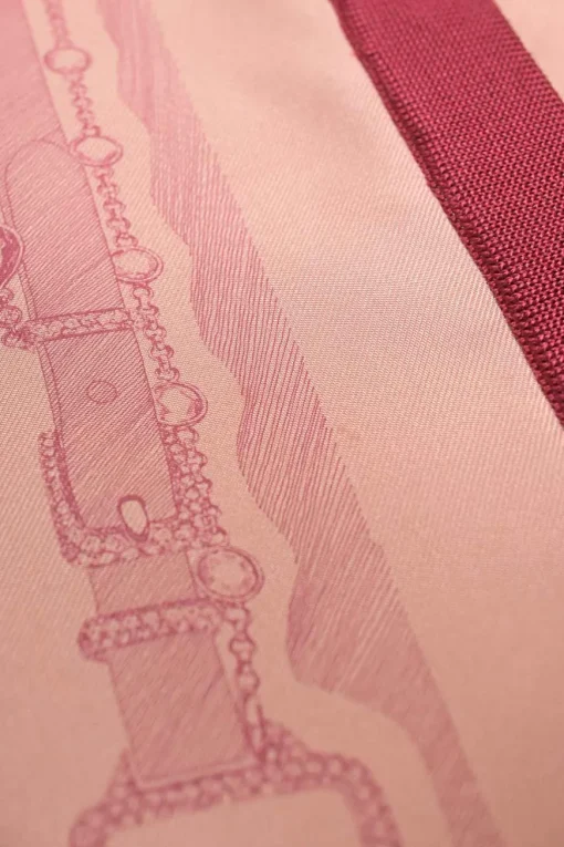 Blush and red silk 'Étude Pour Une Parure De Gala' Twillaine cardigan featuring original artwork by Florence Manlik
