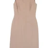 Blush boiled wool-blend bateau neck sleeveless sheath dress with darted bodice and vented back