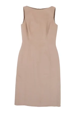 Blush boiled wool-blend bateau neck sleeveless sheath dress with darted bodice and vented back
