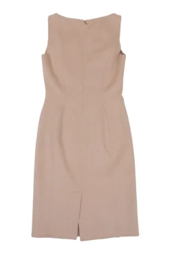 Blush boiled wool-blend bateau neck sleeveless sheath dress with darted bodice and vented back