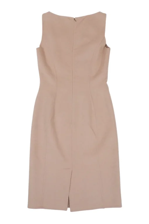 Blush boiled wool-blend bateau neck sleeveless sheath dress with darted bodice and vented back