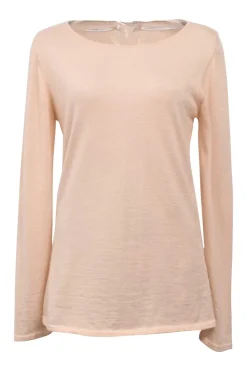 Blush cashmere slub jersey knit long sleeve pullover sweater