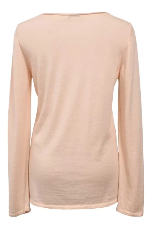 Blush cashmere slub jersey knit long sleeve pullover sweater