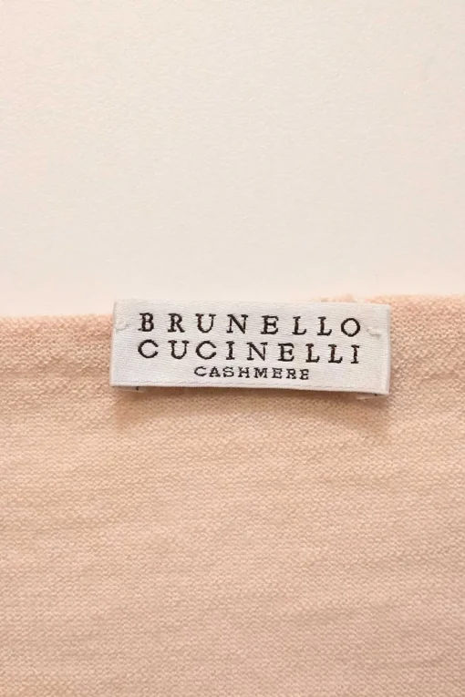 Blush cashmere slub jersey knit long sleeve pullover sweater