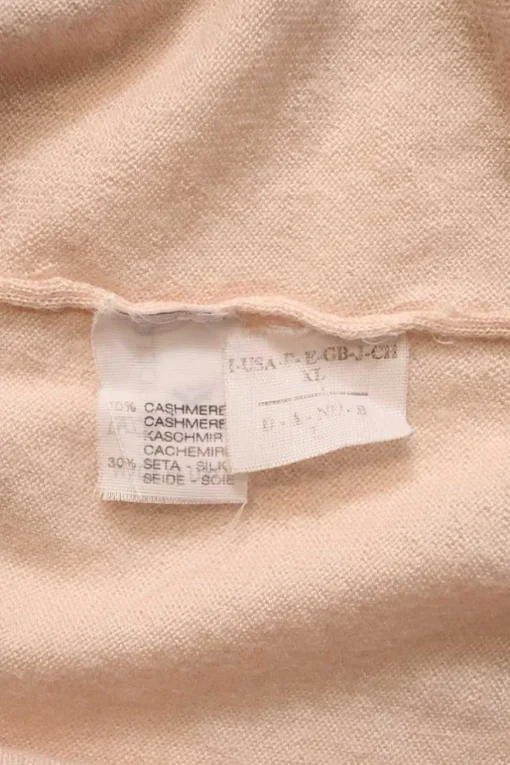 Blush cashmere slub jersey knit long sleeve pullover sweater