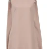 Blush cotton-blend collared cape shift dress with darted bodice and keyhole back