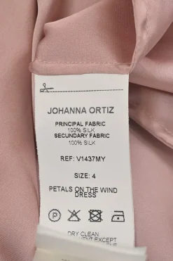 Blush frill-trimmed crinkle silk Petals On The Wind wrap-effect plunge neck column gown