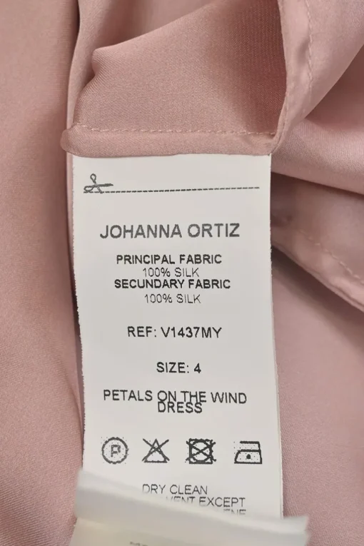 Blush frill-trimmed crinkle silk Petals On The Wind wrap-effect plunge neck column gown