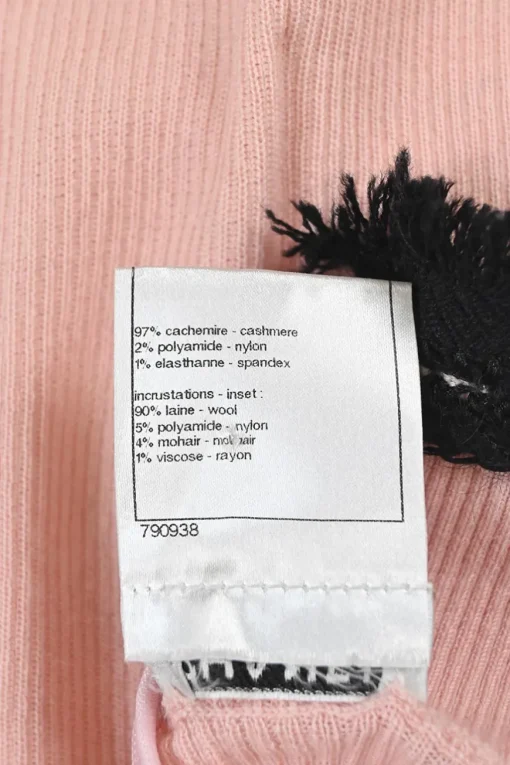 Blush fringe-trimmed cashmere-blend turtleneck pullover sleeveless rib knit top