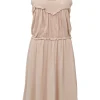 Blush gathered cotton sweetheart blouson A-line dress