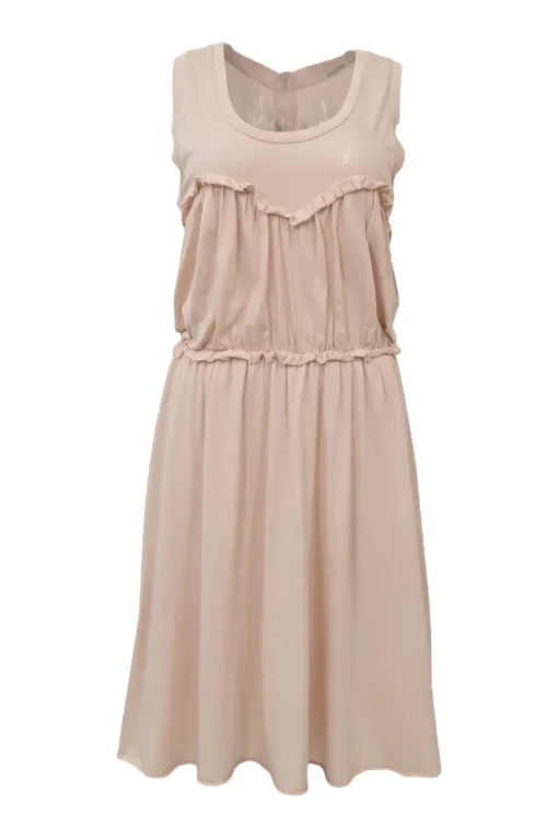 Blush gathered cotton sweetheart blouson A-line dress