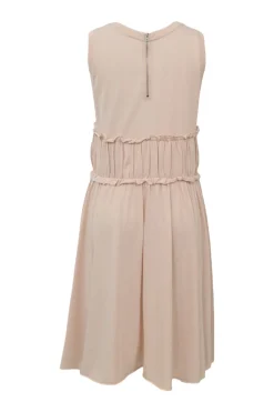 Blush gathered cotton sweetheart blouson A-line dress