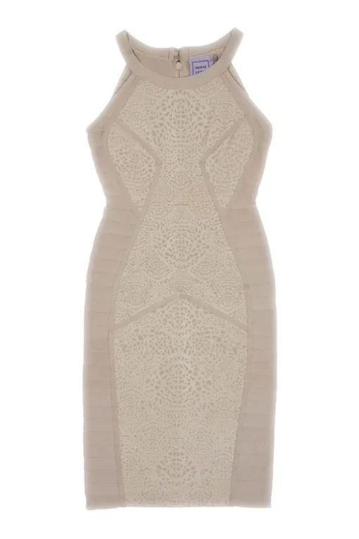 Blush paneled rayon-blend kaleidoscope screen-printed interlock knit and bandage racerback sheath