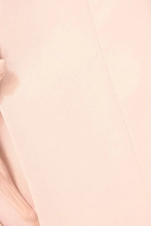 Blush pink polyester crepe jewel neck A-line shift mini dress