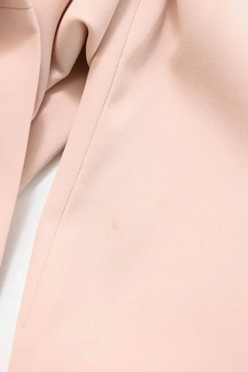 Blush pink polyester crepe jewel neck A-line shift mini dress