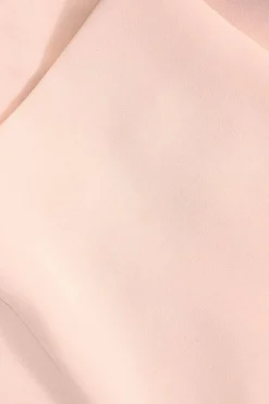 Blush pink polyester crepe jewel neck A-line shift mini dress