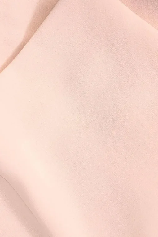 Blush pink polyester crepe jewel neck A-line shift mini dress
