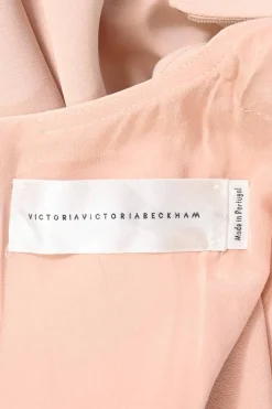 Blush pink polyester crepe jewel neck A-line shift mini dress