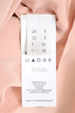 Blush pink polyester crepe jewel neck A-line shift mini dress
