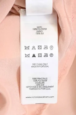 Blush pink polyester crepe jewel neck A-line shift mini dress