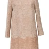 Blush polyester-blend Alina python jacquard long sleeve shift dress