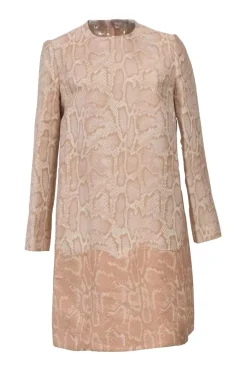 Blush polyester-blend Alina python jacquard long sleeve shift dress
