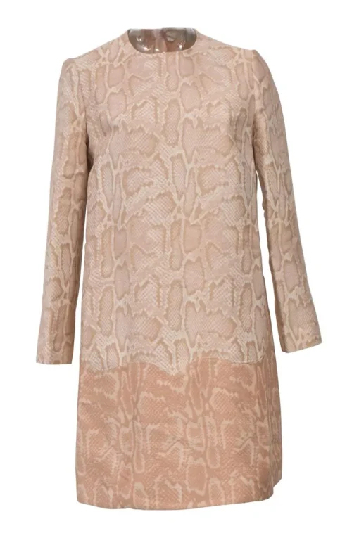 Blush polyester-blend Alina python jacquard long sleeve shift dress