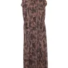 Blush polyester-blend botteh floral print ruffle midi A-line dress